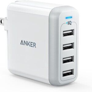 Anker PowerPort 4 USB Wall Charger 40W 4-Port Foldable Plug – Model A2142122